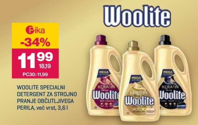 WOOLITE SPECIALNI DETERGENT ZA STROJNO PRANJE OBČUTLJIVEGA PERILA, več vrst, 3,6 l
