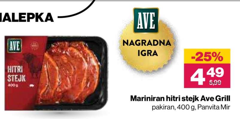 Mariniran hitri stejk Ave Grill