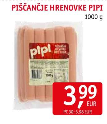 PIŠČANČJE HRENOVKE PIPI