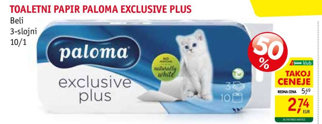 TOALETNI PAPIR PALOMA EXCLUSIVE PLUS