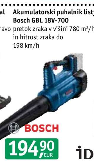 Akumulatorski puhalnik listja Bosch GBL 18V-700