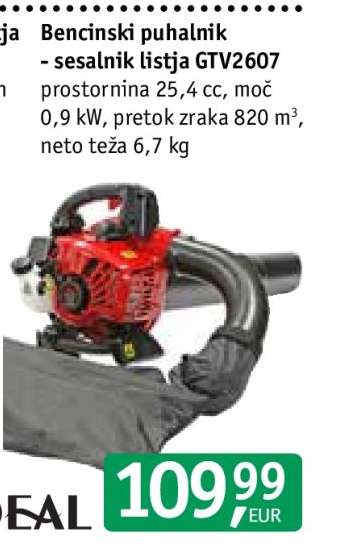 Bencinski puhalnik - sesalnik listja GTV2607