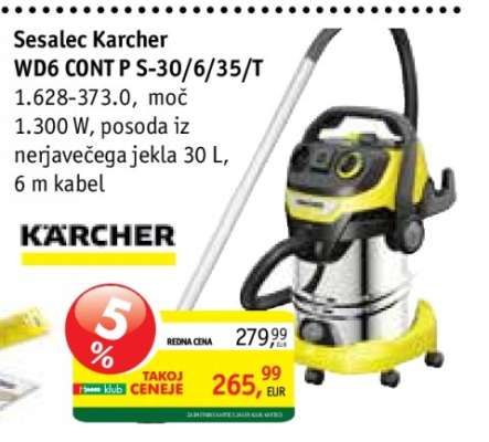 Sesalec Karcher WD6 CONT P S-30/6/35/T