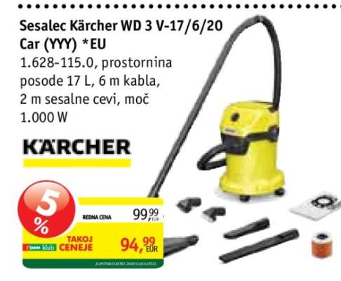 Sesalec Kärcher WD 3 V-17/6/20 Car (YYY) *EU