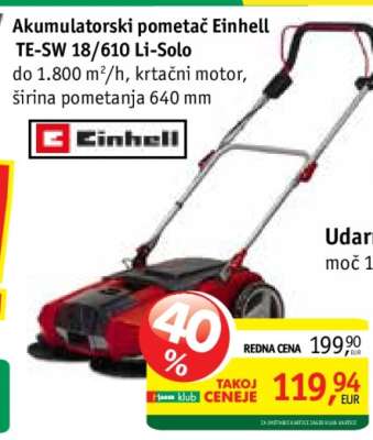 Akumulatorski pometac Einhell TE-SW 18/610 Li-Solo