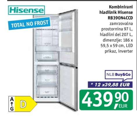 Kombinirani hladilnik Hisense RB390N4CCD