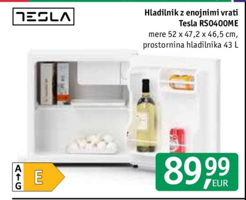 Hladilnik z enojnimi vrati Tesla RS0400ME