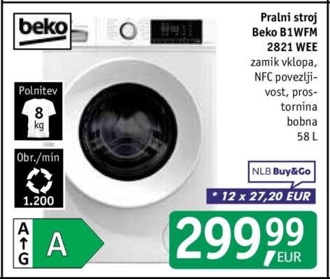 Pralni stroj Beko B1WFM 2821 WEE