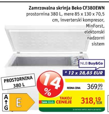 Zamrzovalna skrinja Beko CF380EWN