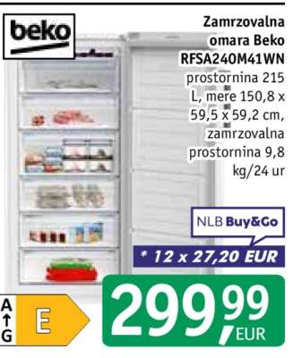 Zamrzovalna omara Beko RFSA240M41WN