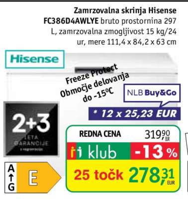 Zamrzovalna skrinja Hisense FC386D4AWLYE