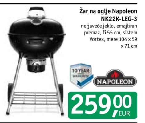 Žar na oglje Napoleon NK22K-LEG-3