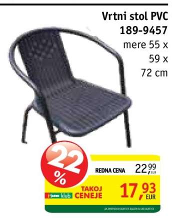 Vrtni stol PVC