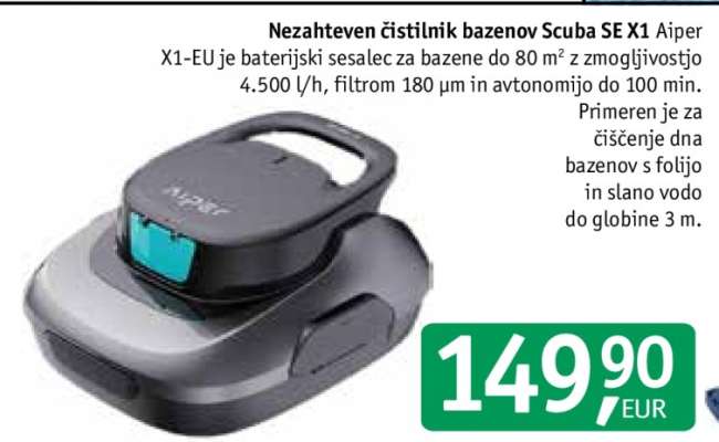 Nezahteven čistilnik bazenov Scuba SE X1
