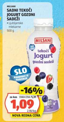Milsani Sadni Tekoči Jogurt Gozdni Sadeži