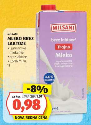 Milsani Mleko Brez Laktoze