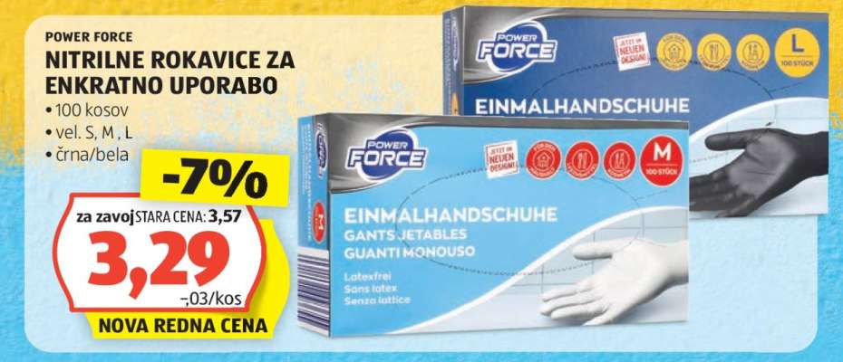 POWER FORCE Nitrilne Rokavice za Enkratno Uporabo
