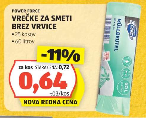 POWER FORCE Vrečke za smeti brez vrvice