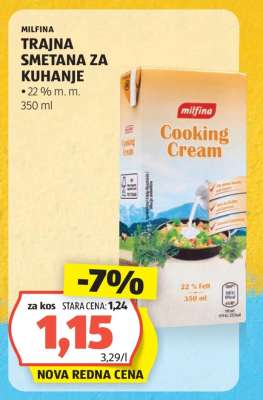 Milfina Trajna Smetana za Kuhanje