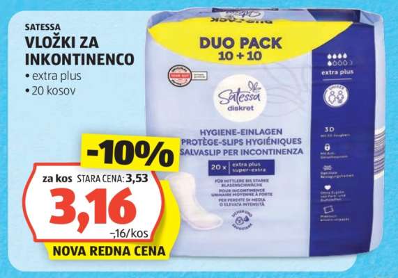 Satesa Vložki za inkontinenco