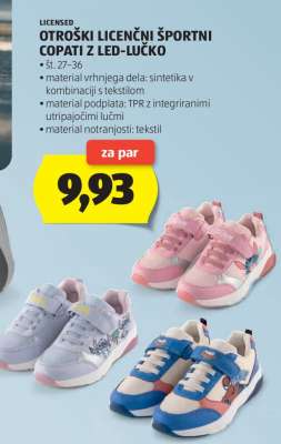 Otroški licenčni športni copati z LED-lučko
