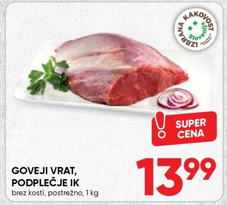 Goveji vrat, podplečje IK
