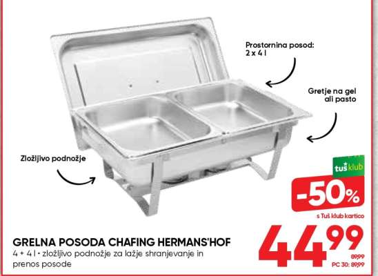 Grelna posoda Chafing Hermans'Hof