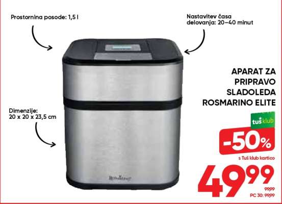Aparat za pripravo sladoleda Rosmarino Elite