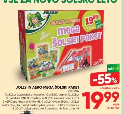 JOLLY IN AERO MEGA ŠOLSKI PAKET