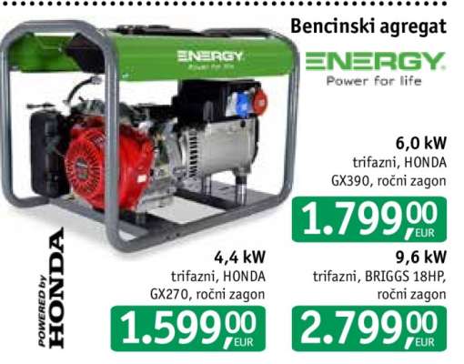 Bencinski agregat 4,4 kW