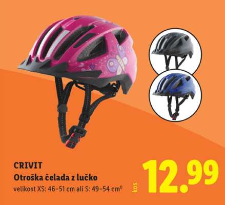 CRIVIT Otroška čelada z lučko