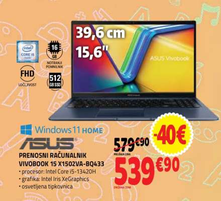 ASUS PRENOSNI RAČUNALNIK VIVOBOOK 15 X1502VA-BQ433