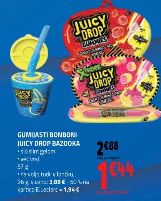 GUMIJASTI BONBONI JUICY DROP BAZOOKA