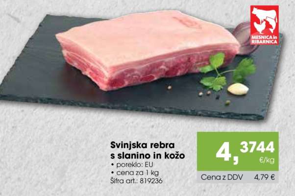 Svinjska rebra s slanino in kožo
