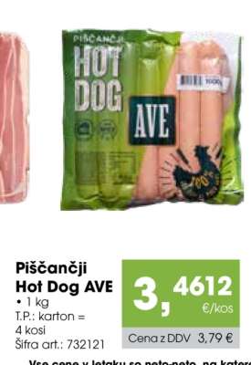 Piščančji hot dog Ave