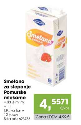 Smetana za stepanje Pomurske mlekarne