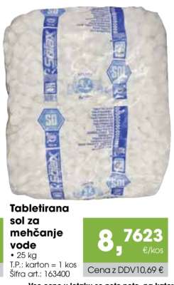 Tabletirana sol za mehčanje vode