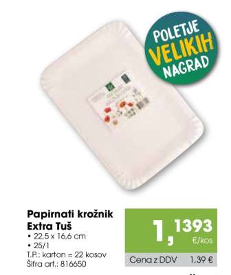 Papirnati krožnik Extra Tuš