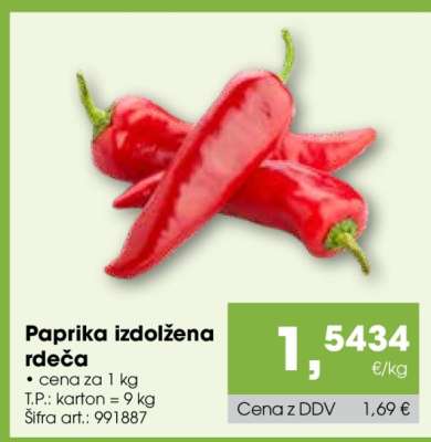 Paprika izdolžena rdeča