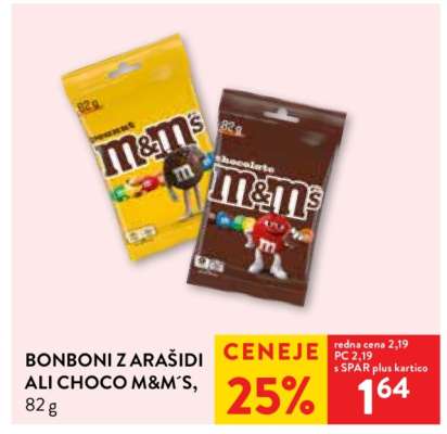 Bonboni z arašidi ali choco M&M's, 82 g