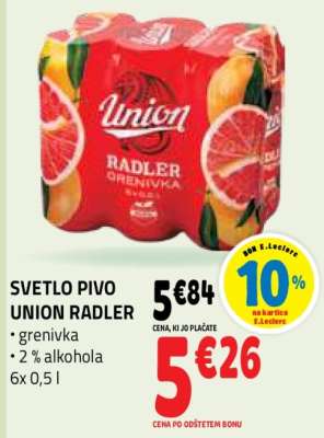SVETLO PIVO UNION RADLER