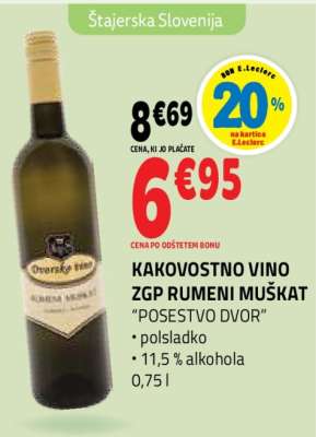 KAKOVOSTNO VINO ZGP RUMENI MUŠKAT