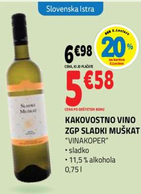 Kakovostno vino ZGP Sladki Muškat