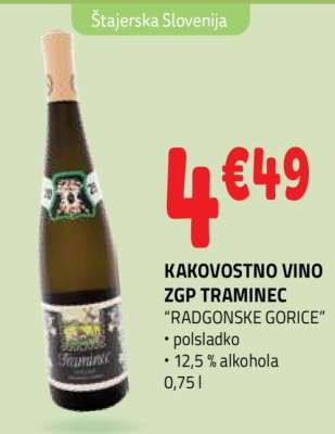 KAKOVOSTNO VINO ZGP TRAMINEC