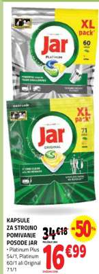 Kapsule za strojno pomivanje posode Jar