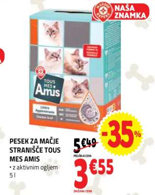Pesek za mačje stranišče Tous Mes Amis