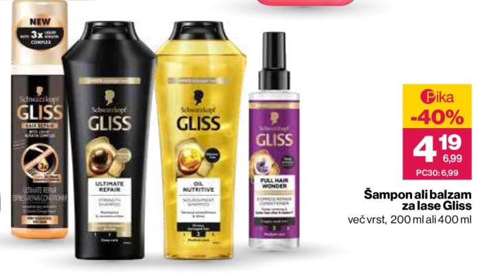 Šampon ali balzam za lase Gliss