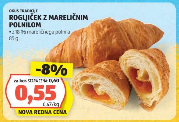 Rogljiček z mareličnim polnilom