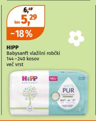 HIPP Babysanft vlažilni robčki
