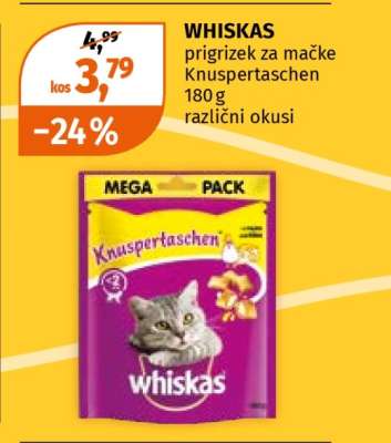WHISKAS prigrizek za mačke Knuspertaschen